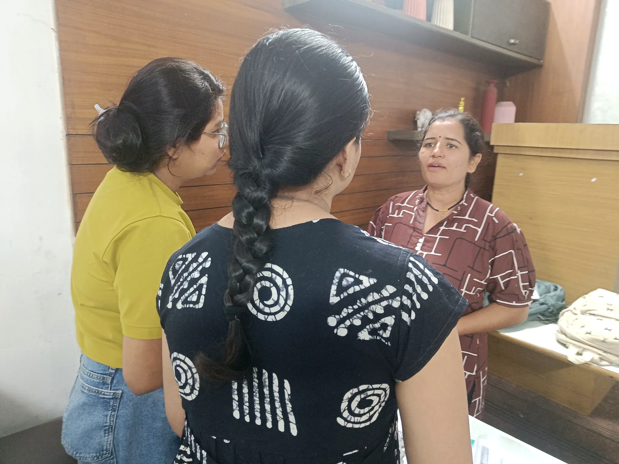 Students practising basic English conversation at AIM English Raipur