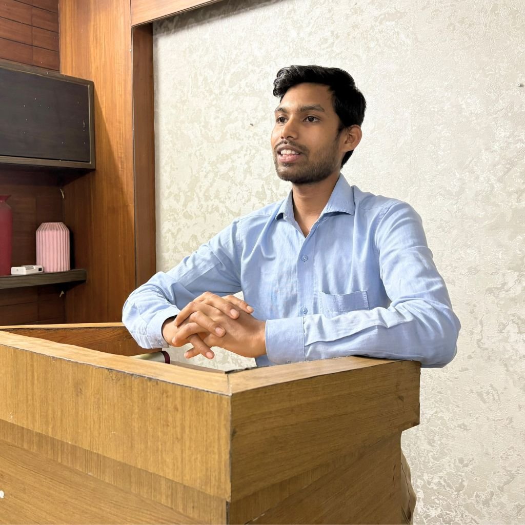 Student practising interview questions and answers at AIM English Raipur